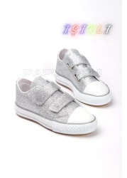 p papuccum ortopedi çocuk ayakkabıları Girl's Anatomical Silver Lighted Sports Shoes