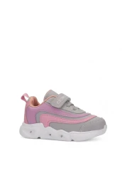 Tuğba Ortopedi 06-1 Girl's Grey/Pink Lighted School Sneaker