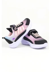 Özay ayakkabı حذاء رياضي كاجوال بنعل تشريحي أسود-وردي للأطفال