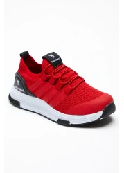 PowerSpeed Children's Unisex Red Comfortable Fit Striped Lace-Up Sports Shoes