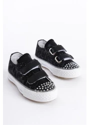 Pabrik حذاء بناتي أسود لتقويم العظام - الموسم الجديد مرصع بالأحجار والفيلكرو، حذاء يومي مضيء 21-30