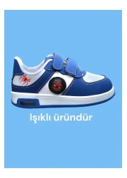 archiepet حذاء رياضي للأولاد مطبوع بتفاصيل شبكة العنكبوت باللون الأزرق (31/35 عبارة عن ضوء جانبي فقط)