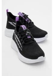 CCWAY AYAKKABI Knitwear Children's Sports Shoes 26-30 Black Lila