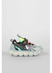 Vicco أحذية رياضية سوداء للطفل الصغير مع أضواء فلاش