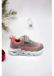 Ponchiq Memory Foam Double Tape Lighted Unisex Kids Sports Sneakers