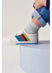 Next Baby White Rainbow Stripe Strap Touch Fastening Orthopedic Sole Boys' Shoes