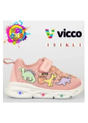 Vicco Dino Lighted Orthopedic Children's Sports Shoes Pudra