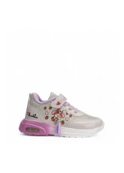 NS Little Girls' Sneakers - Melody Name, Lighted Silver Purple (Buy Tight and Large)