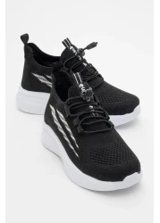 CCWAY AYAKKABI Knitwear Children's Sports Shoes 26-30 Black White