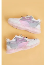 Vicco حذاء رياضي كورن بيسك للفتيات لمرحلة ما قبل المدرسة باللون الأبيض/الوردي