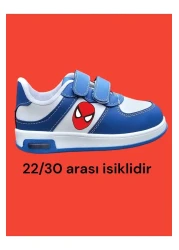 archiepet Lighted Spider Printed Blue Boy's Sneakers