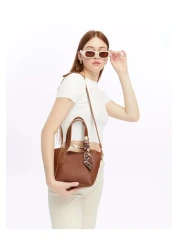 torime Women's Soft Leather Hand and Shoulder Bag with Scarf