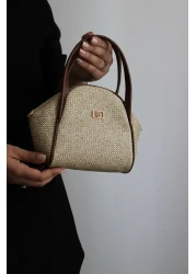 Mimoza Women's Straw Textured Shoulder and Hand Bag, Summer, Daily Use, Gift