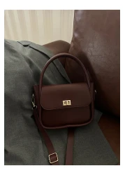 NOTHING Women's Gold Lock Detailed Adjustable Strap Claret Red Shoulder and Crossbody Bag Mona