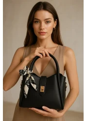 NOTHING Women's Black Hand & Shoulder Bag - Detailed Three Compartments and Makeup Layer