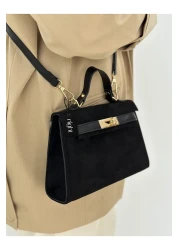 Night Natalie Model Suede Black Women's Hand and Shoulder Bag