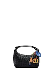 Derimod حقيبة كتف صغيرة محبوكة باللون الأسود للنساء 25SBD292329