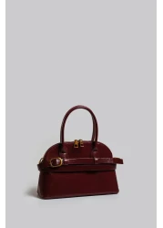 Çantacımstore Women's Marble Belted Mini City Claret Red 050325