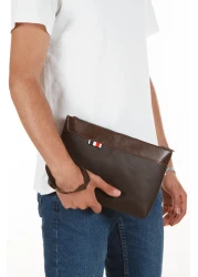 CERFF LEATHER CLUP Vegan Leather Clutch Bag brown Wrist Strap Bag portfolio