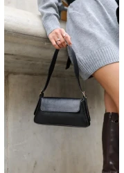 Madamra Black Women's Simple Design Covered Shoulder Bag