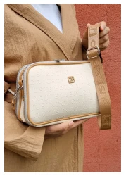 Just Polo Justpolo Women's Stone Color 5 Compartment Adjustable Shoulder and Crossbody Bag Messenger Bag