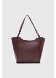 Shanta Claret Red C04 Single Compartment Zipper Closure Faux Leather Daily Women's Hand and Shoulder Bag U:30 E:28 W:13