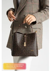 Just Polo Original Women's 4 Compartment Luxury Soft Leather Stylish Hand and Shoulder Bag with Adjustable Cross Column Strap