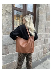 NİSSEA Women's Tan Shopper Large Handle Bag