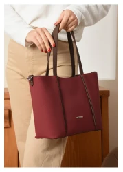 Just Polo Anna New Season Textured Fabric 3 Compartment Women Shoulder Bag