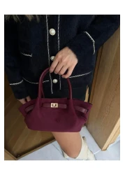 Tina İstanbul Claret Red Mini Nubuck Bag - Belt Detailed