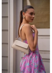 Madamra Cream Women's Simple Design Covered Shoulder Bag