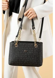 Just Polo Women's Brown Long Strap Shoulder Bag Handbag Wallet Combination