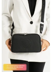 Just Polo Original Women's New Season 5 Compartment Luxury Soft Leather Adjustable Cross Column Strap Shoulder Bag