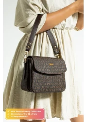 Just Polo Original Women's 4 Compartment Luxury Soft Leather Stylish Trend Shoulder Bag with Adjustable Cross Column Strap