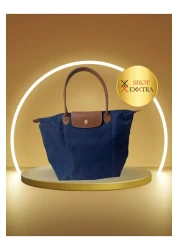 shopExxtra Foldable Shoulder Bag - Navy Blue-Shopperbag Size No:4 (Size: (50X42) 40 X 55 cm)