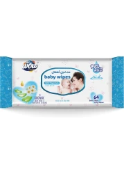 مناديل مبللة للأطفال من واو، سميكة للغاية، معطرة بشكل معتدل، 64 ورقة، C580001