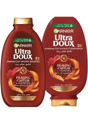 GARNIER ULTRA DOUX HEALING CASTER&ALMOND OIL SHAMPOO+CONDITIONER  2X400ml