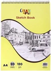 دفتر الرسم الحلزوني من نافنيت A4، غطاء أصفر/ رمادي - 20 ورقة