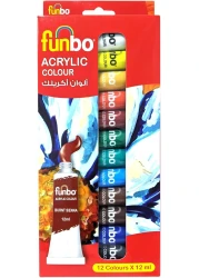 FUNBO ACRYLC PAINT SET 12 COL 12ML TUBES
