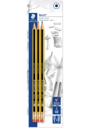 STAEDTLER NORIS PENCIL WITH RUBBER BL 3P