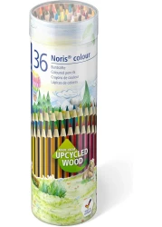 ستيدلار اقلام تلوين ملونة من نوريس، سطح ناعم غير قابل للانزلاق، مقاومة عالية للكسر، مصنوعة من الخشب المعاد تدويره، الوان مكثفة، شكل سداسي، 36 قلم رصاص ملون في علبة معدنية دائرية، 185 MD36