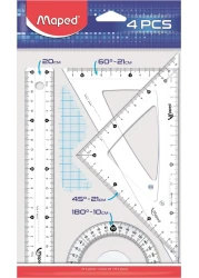 MAPED RULER 20CM CRISTAL MED 4PCSET