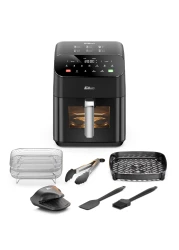 Feller Germany Air Fryer 1800 W, Large 7L Cap., Xcyclone-Tech, 4x Non-Stick Ceramic Coating, 10 Cooking Functions, Cool-Touch+Interior Lightning, AFR700, 2Y Guarantee - UAE Version (Black)