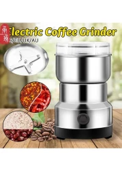 Stainless Steel Electric Coffee Bean Grinder with 4 Blades, Multi-Functional Household Grinder for Coffee, Pepper, Nuts, Salt, Spices, and Corn - High-Speed Electric Mill