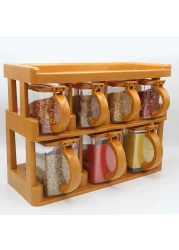 Master Chef 2-Tier Spice Rack with 7 Spice Jars &ndash; Space-Saving, Organized Spice Storage for Kitchen &ndash; Adjustable &amp; Convenient Spice Organizer for Easy Access
