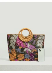 SHEIN VCAY Leaf Flower Pattern Top Handle Bag Sequin Embroidery Detail Woven Bag Perfect For Summer Beach Travel Vacation For Outdoor Holiday Picnic Summer Essentials Perfect For Vacation Holiday Exqu