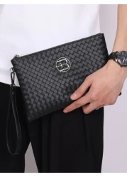 Braiding Style Men PU Leather Wallet Purse Money Credit Card Holders Men Wallet Money Bag Business Casual Handbag Wristlet Bag Underarm Bag Envelope Bag Square Bag Student Travel Winter Large Capacity