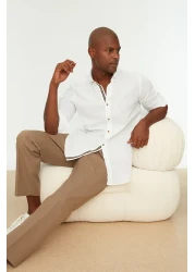  Collection TMNSS20GO0189 - 100% Cotton Slim Fit White Shirt with Long Sleeves and Epaulettes