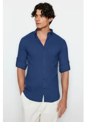  Collection Khaki Regular Fit Apache Collar Linen Shirt Tmnss20Go0443