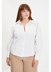  Collection White Balloon Sleeve Cotton Regular Regular Fit Woven Shirt Twoss20Go0065